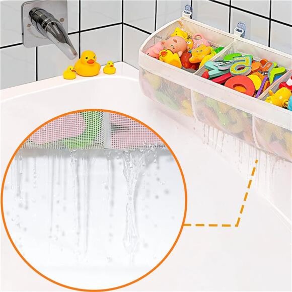 3 Compartment Horizontal Large Openings Bath Toy Organizer for Tub, Toy Storage - Picture 2 of 7